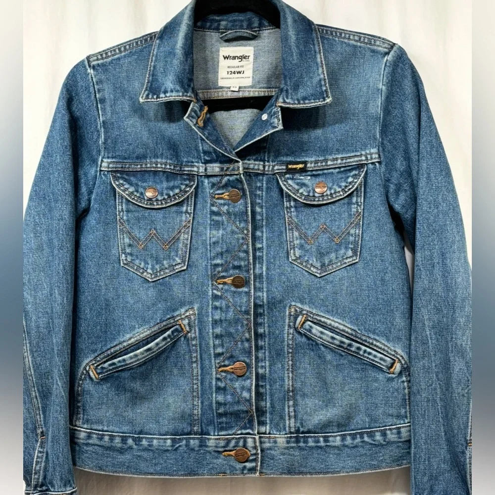Wrangler Icons Jacket Womens Size XS Regular Fit Rigid Denim Jean Western 124WJ - Picture 3 of 16